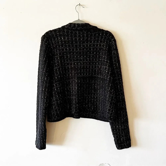 Draper James RSVP Black Gold Metallic Boucle Sweater Blazer Size XL Southern Mom - Picture 2 of 9